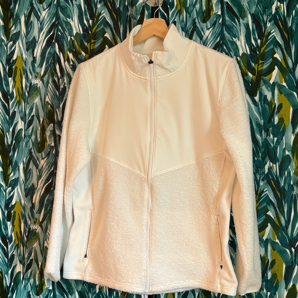 Xersion Bright White Full-Zip Fleece Sherpa Jacket